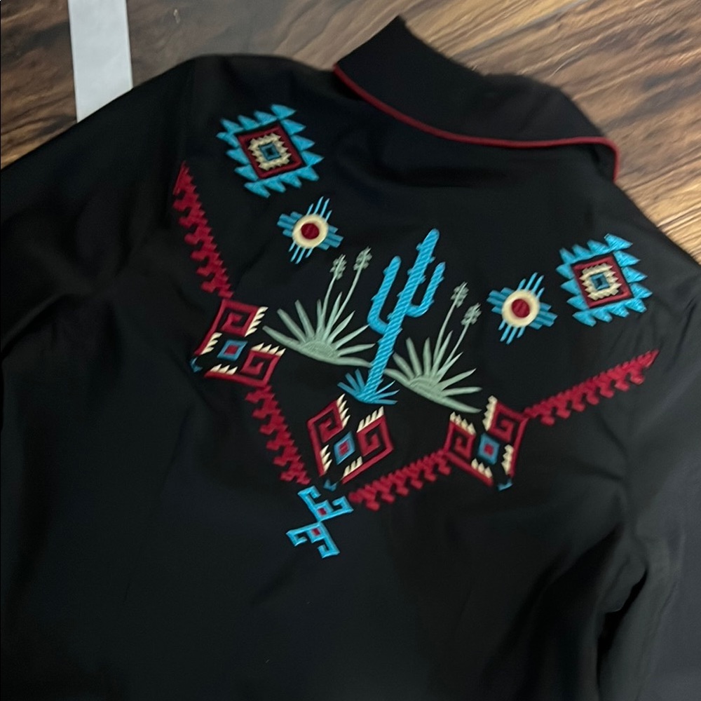 NWT Black Shirt with Colorful Embroidery western shirt - Picture 5 of 5